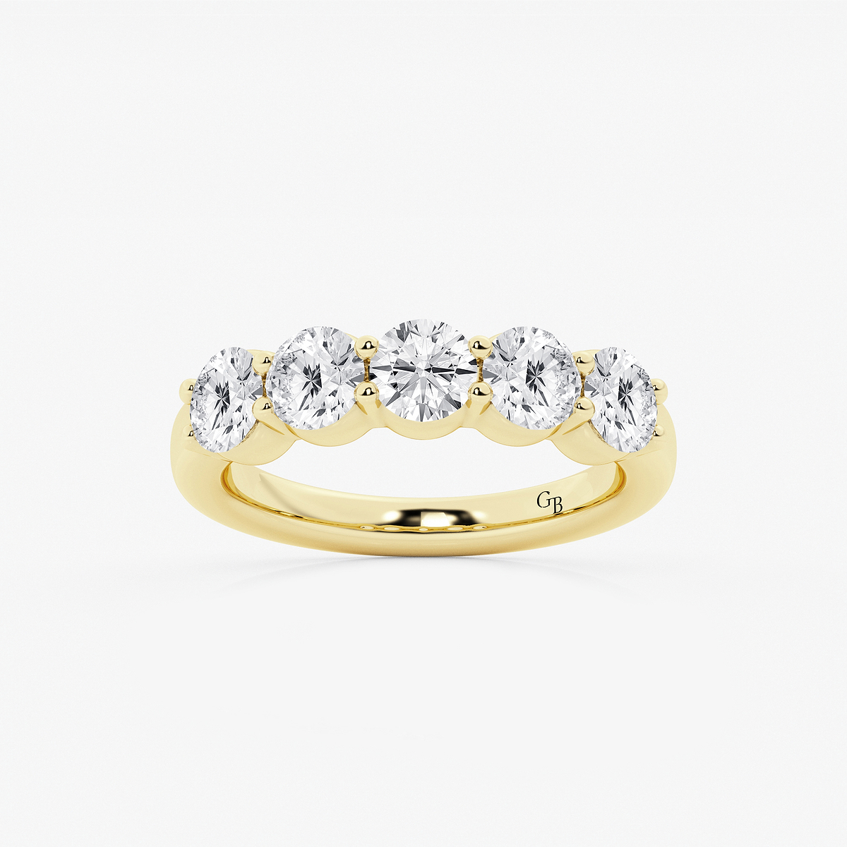 2 ctw Round Lab Grown Diamond Five Stone Shared Prong Anniversary Band