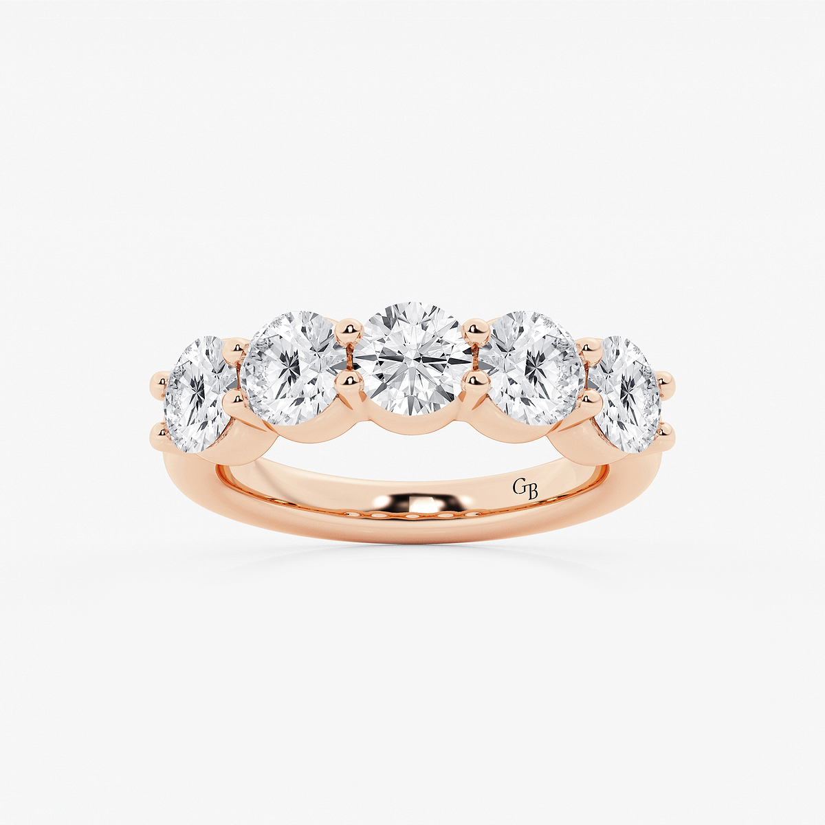 3 ctw Round Lab Grown Diamond Five Stone Shared Prong Anniversary Band