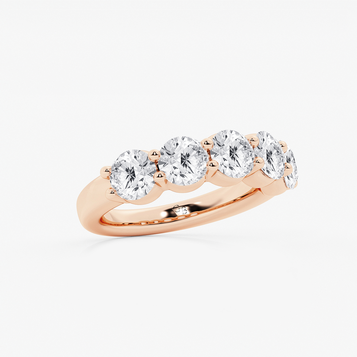 Additional Image 1 for  3 ctw Round Lab Grown Diamond Five Stone Shared Prong Anniversary Band