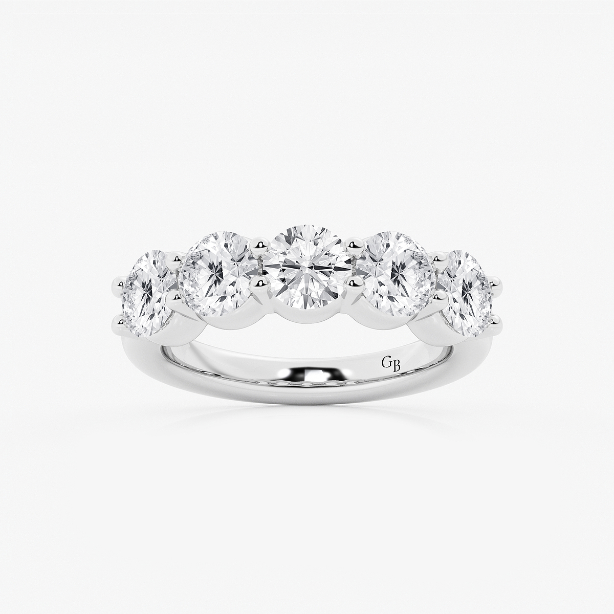 3 ctw Round Lab Grown Diamond Five Stone Shared Prong Anniversary Band
