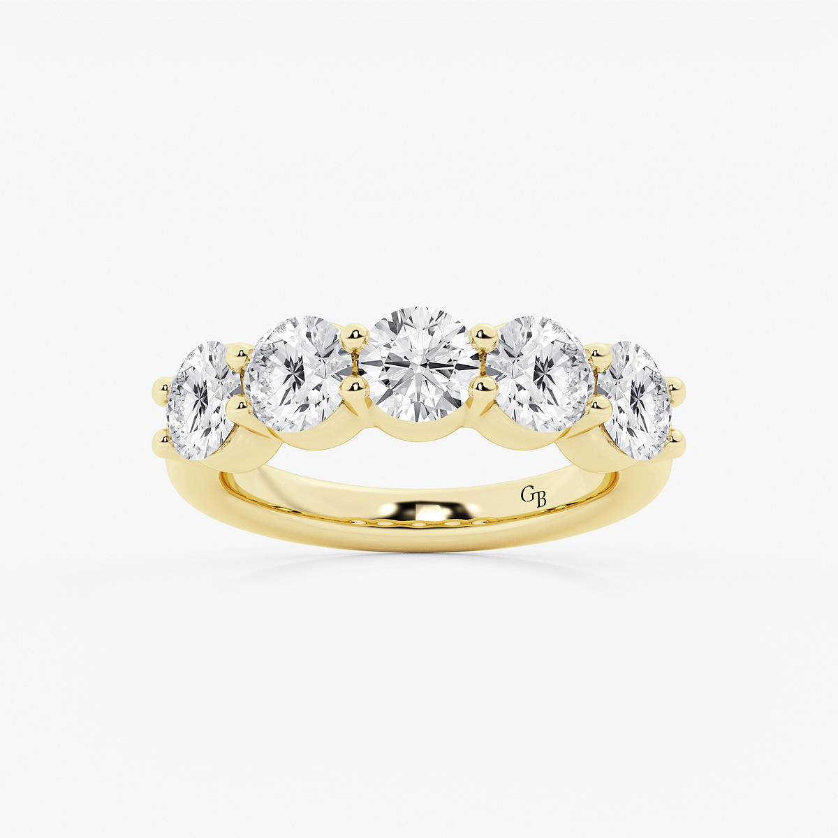 3 ctw Round Lab Grown Diamond Five Stone Shared Prong Anniversary Band