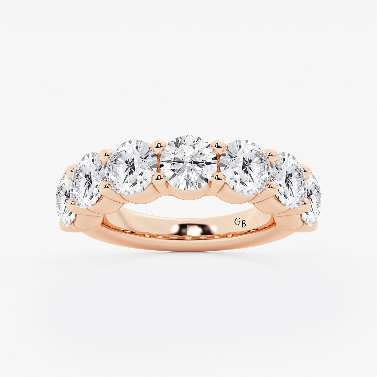 5 ctw Round Lab Grown Diamond Seven Stone Shared Prong Anniversary Band