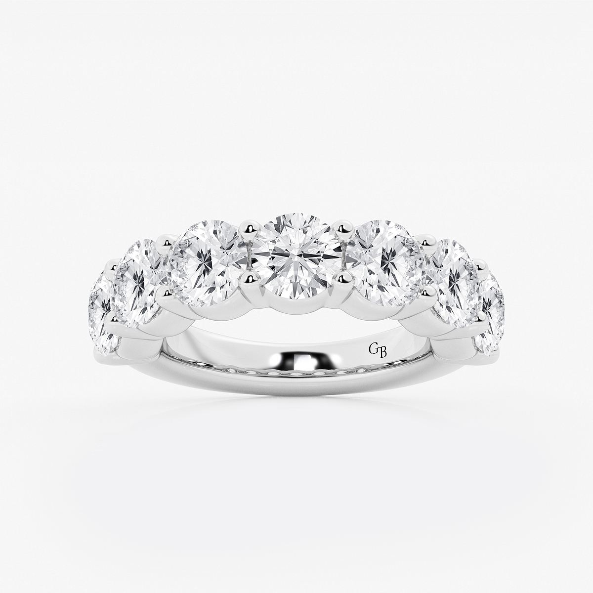 5 ctw Round Lab Grown Diamond Seven Stone Shared Prong Anniversary Band