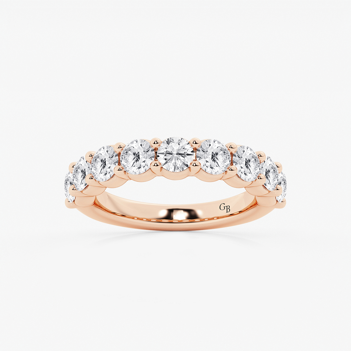 2 ctw Round Lab Grown Diamond Nine Stone Shared Prong Anniversary Band