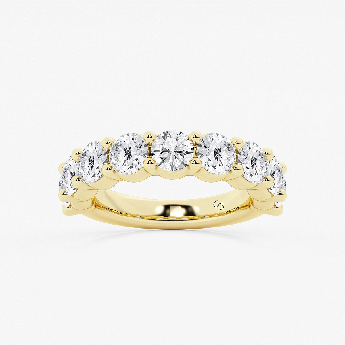 3 ctw Round Lab Grown Diamond Nine Stone Shared Prong Anniversary Band 14K Yellow Gold, F, VS2