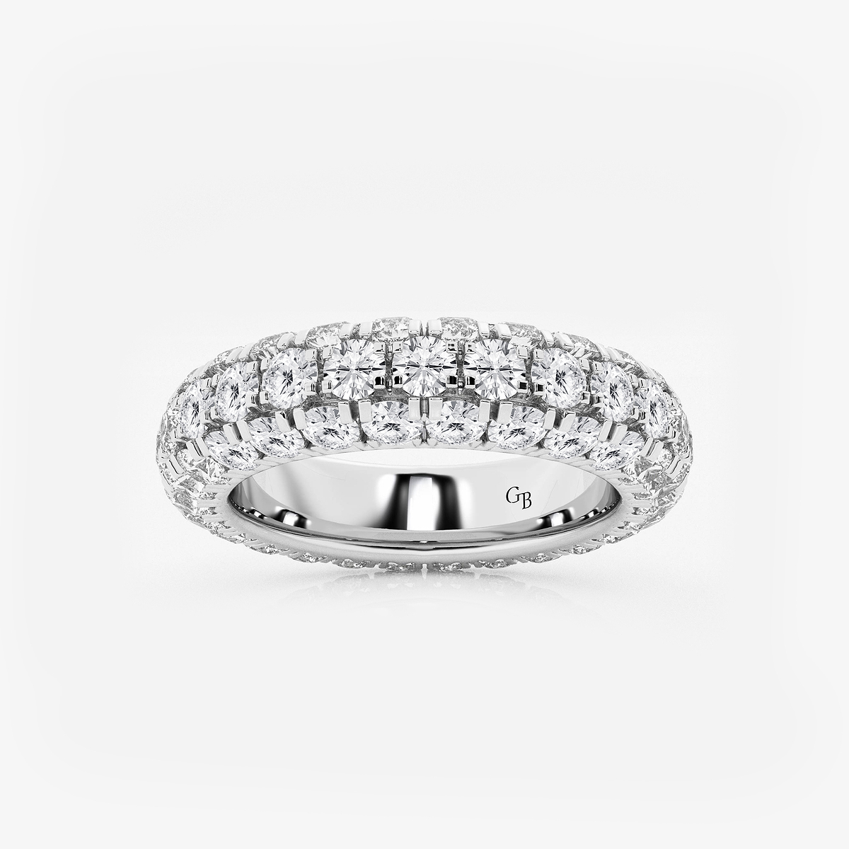 3 ctw Domed Round Lab Grown Diamond Eternity Band - 4.8mm Width 14K White Gold, F, VS2