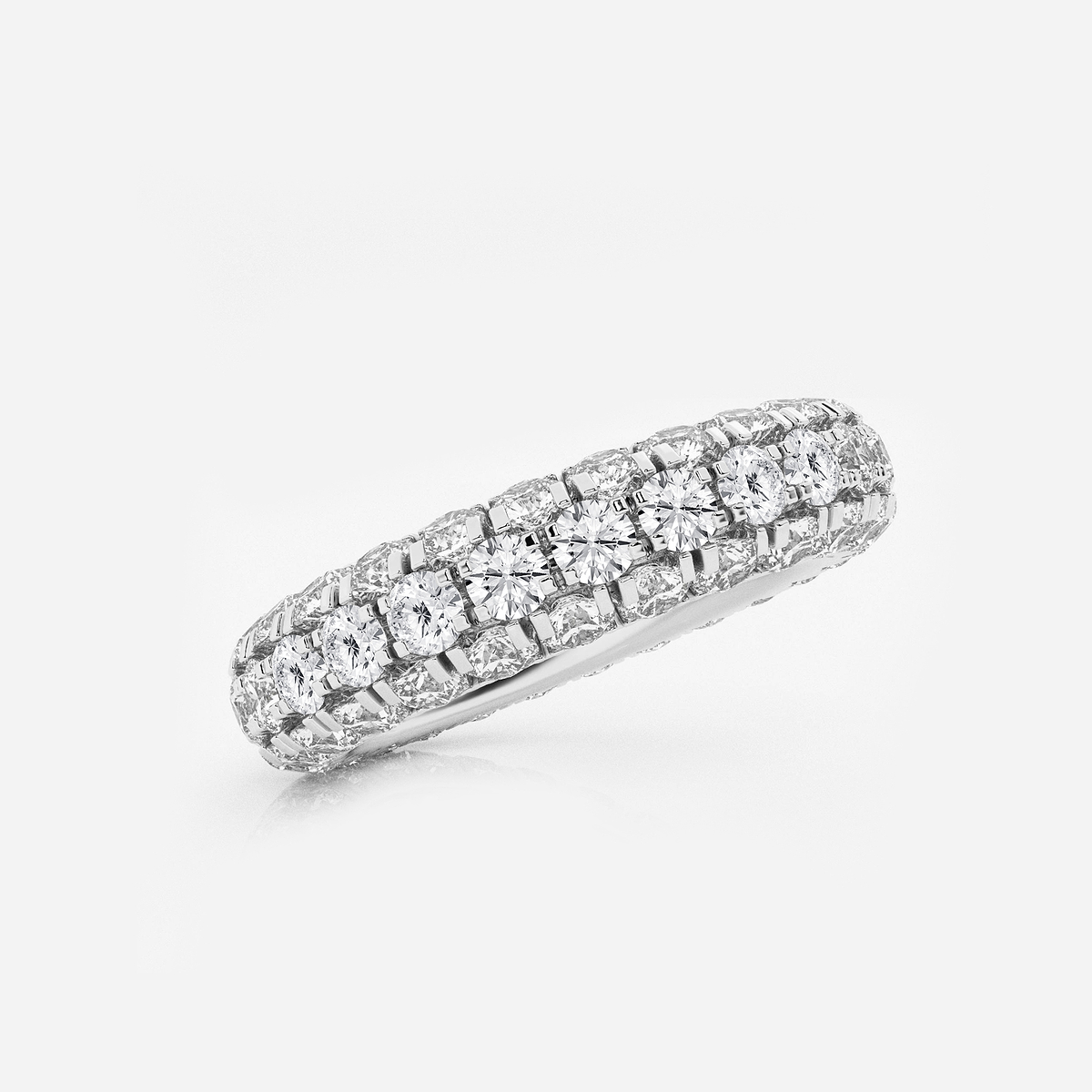 3 ctw Domed Round Lab Grown Diamond Eternity Band - 4.8mm Width 14K White Gold, F, VS2