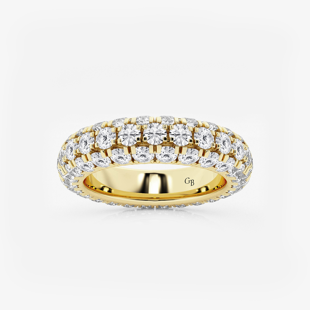 3 ctw Domed Round Lab Grown Diamond Eternity Band - 4.8mm Width 14K Yellow Gold, FG, VS2+