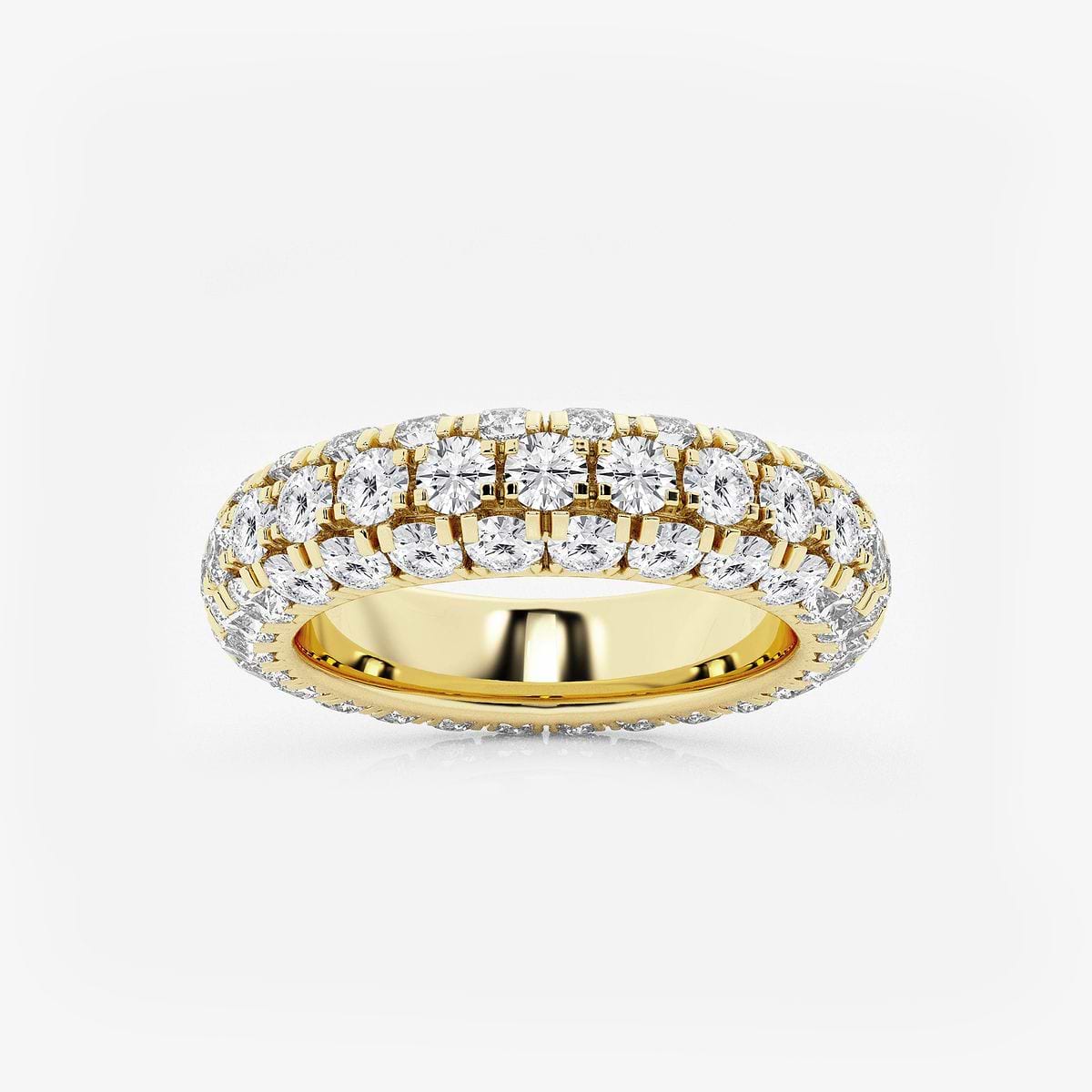 3 ctw Domed Round Lab Grown Diamond Eternity Band - 4.8mm Width 14K Yellow Gold, FG, VS2+