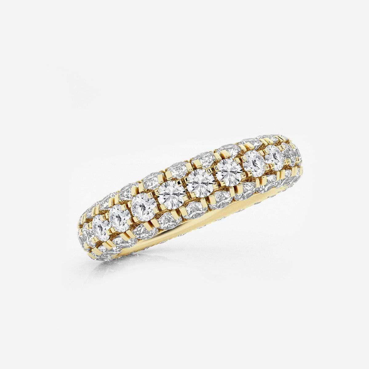 3 ctw Domed Round Lab Grown Diamond Eternity Band - 4.8mm Width 14K Yellow Gold, FG, VS2+
