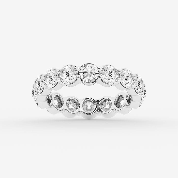 6 7/8 ctw Round Lab Grown Diamond Hidden Halo Eternity Engagement Ring Platinum, F, VS2