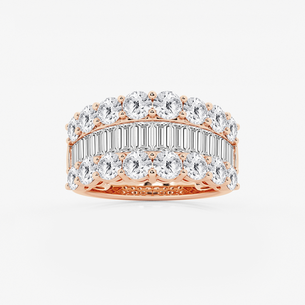 4 ctw Baguette and Round Lab Grown Diamond Band