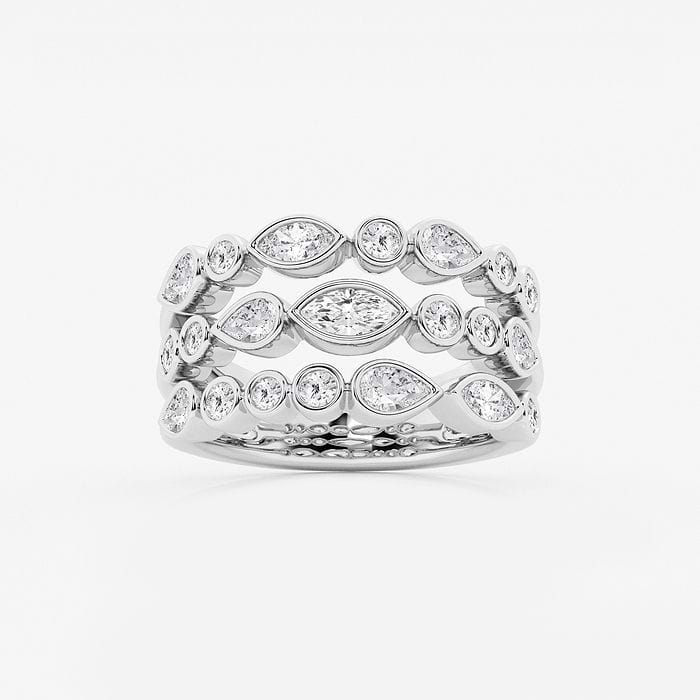 Three Row Bezel Multi-Shape Fashion Band