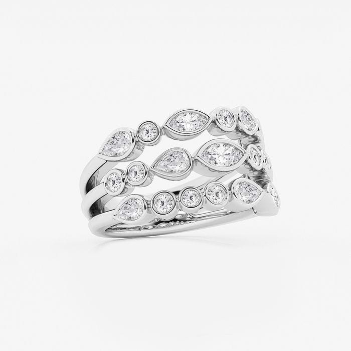 Three Row Bezel Multi-Shape Fashion Band