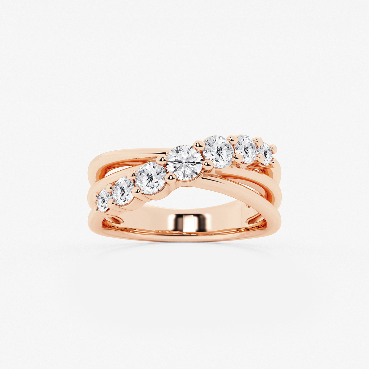 1 ctw Round Lab Grown Diamond Seven-Stone Crossover Band