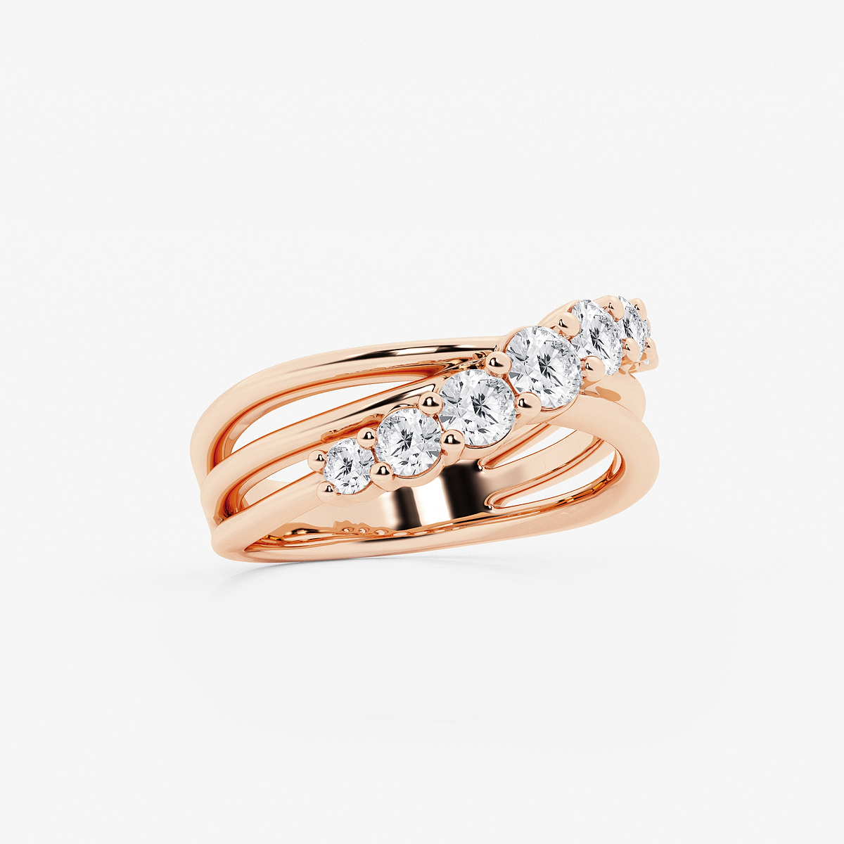 Additional Image 1 for  1 ctw Round Lab Grown Diamond Seven-Stone Crossover Band