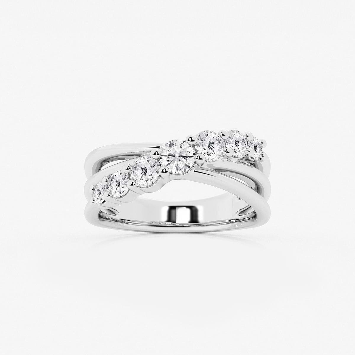 1 ctw Round Lab Grown Diamond Seven-Stone Crossover Fashion Band