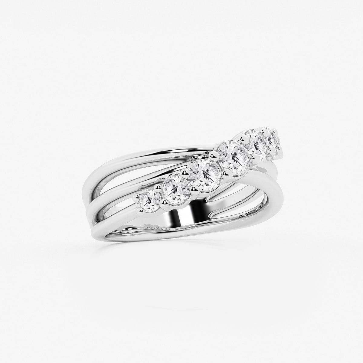 Additional Image 1 for  1 ctw Round Lab Grown Diamond Seven-Stone Crossover Fashion Band