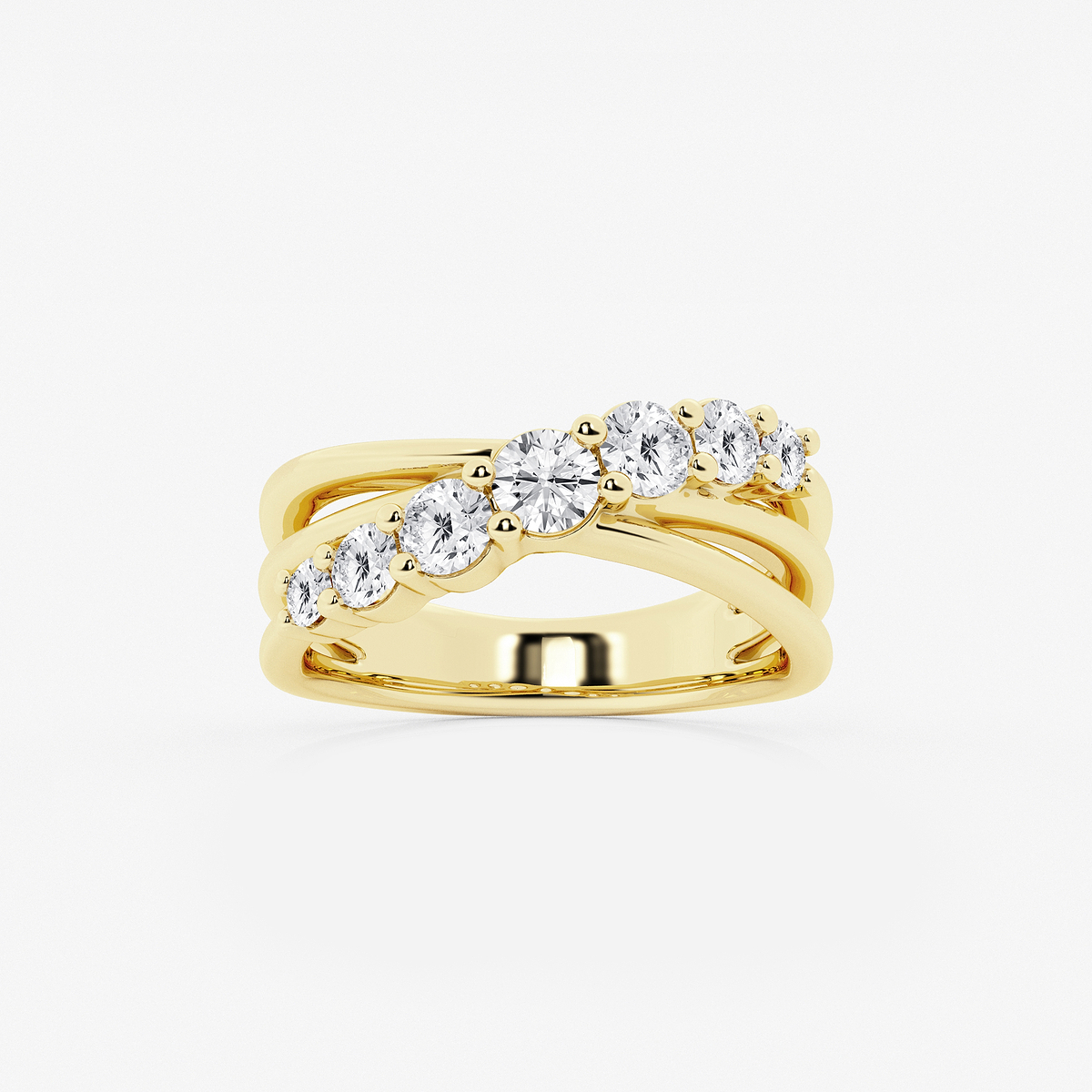 1 ctw Round Lab Grown Diamond Seven-Stone Crossover Band