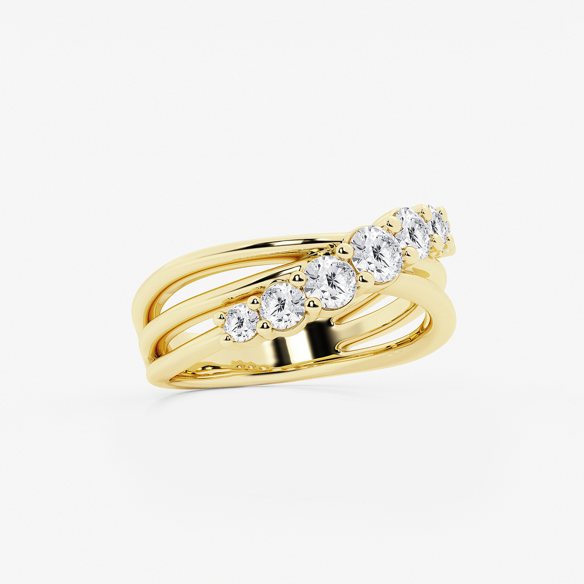 Additional Image 1 for  1 ctw Round Lab Grown Diamond Seven-Stone Crossover Band
