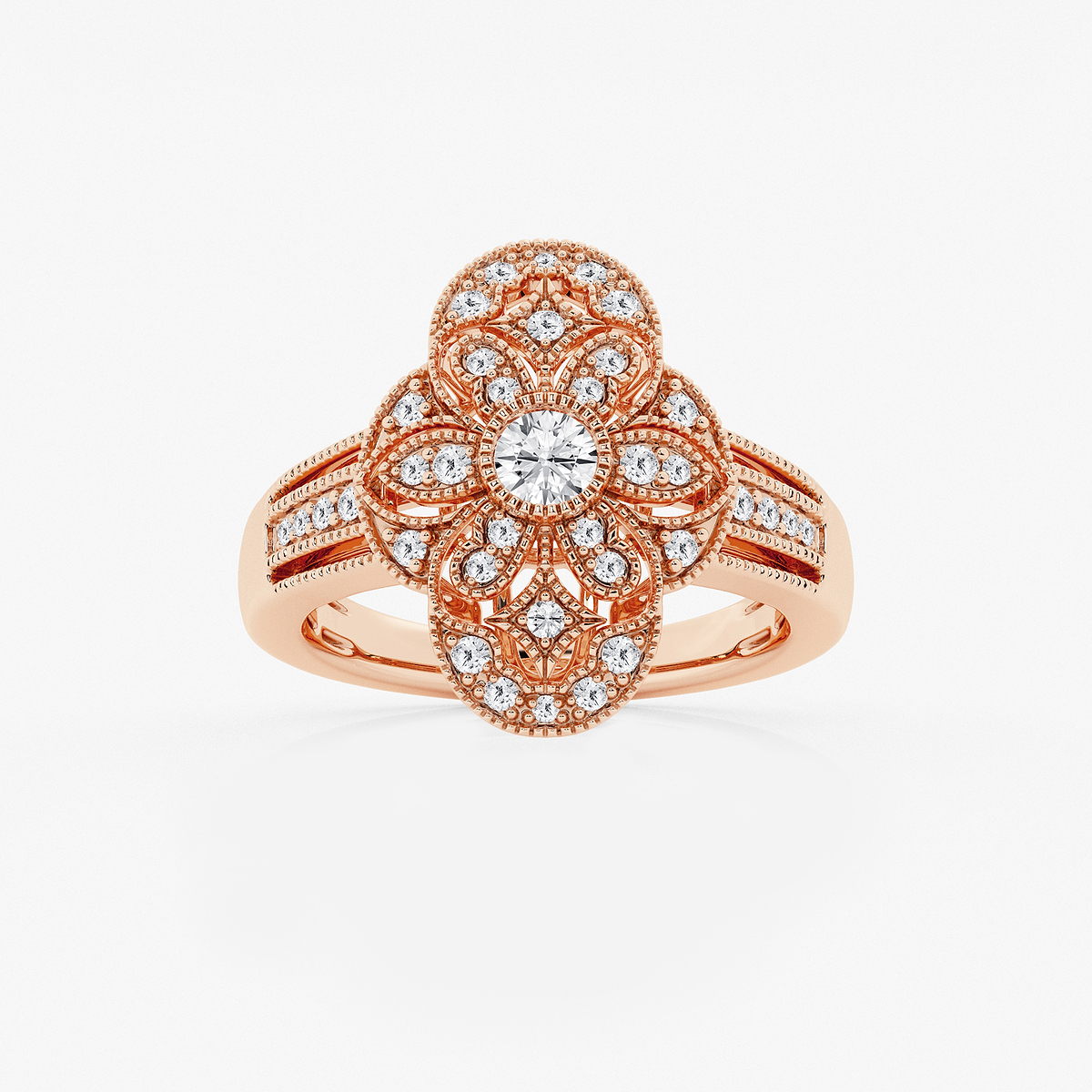 1/2 ctw Round Lab Grown Diamond Art Deco Band