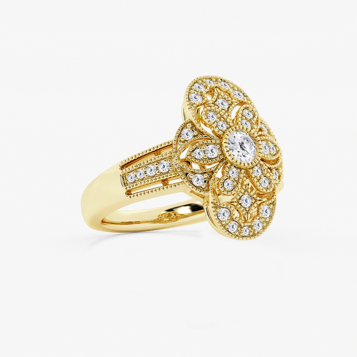 Additional Image 1 for  1/2 ctw Round Lab Grown Diamond Art Deco Band