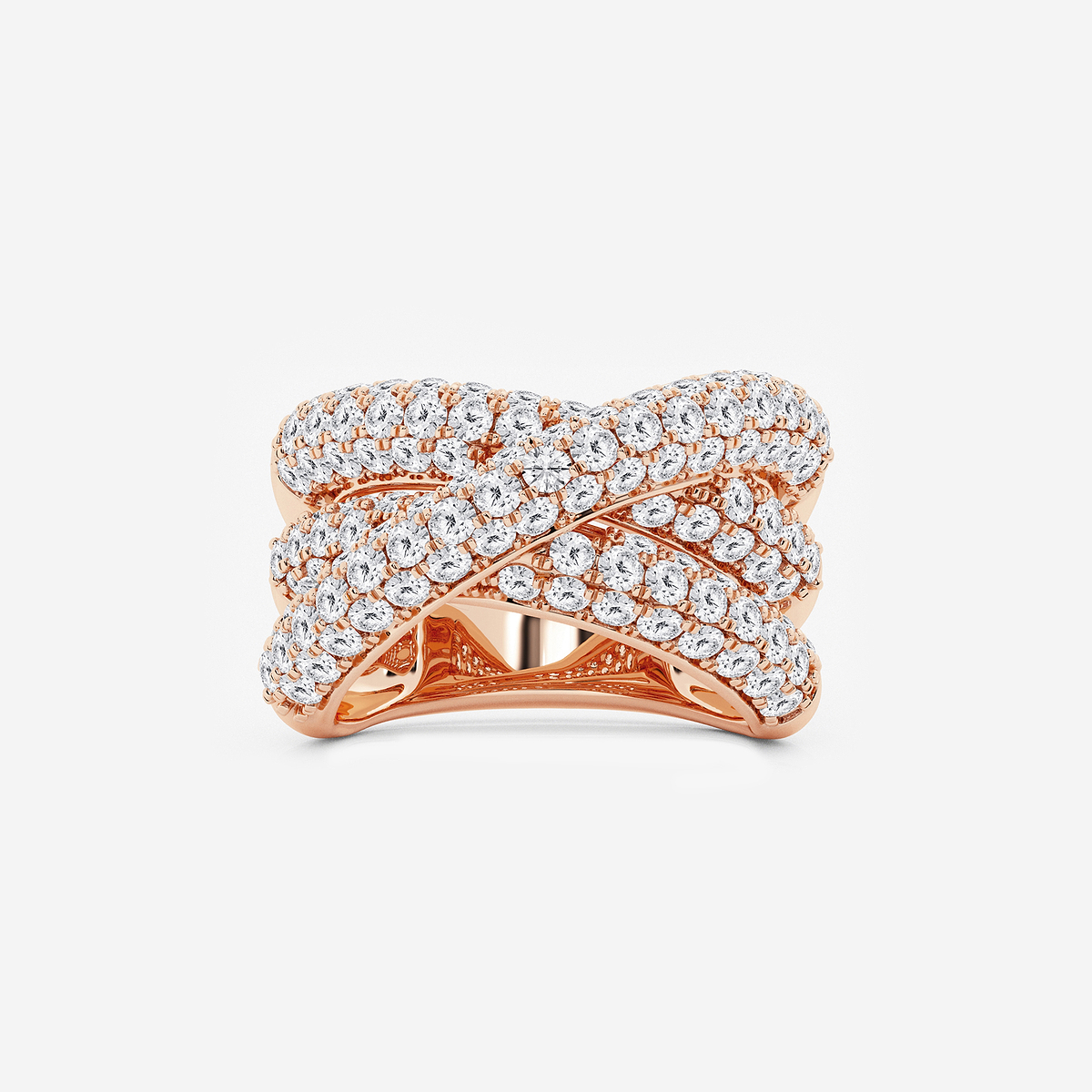3 1/2 ctw Round Lab Grown Diamond Pave Crossover Band