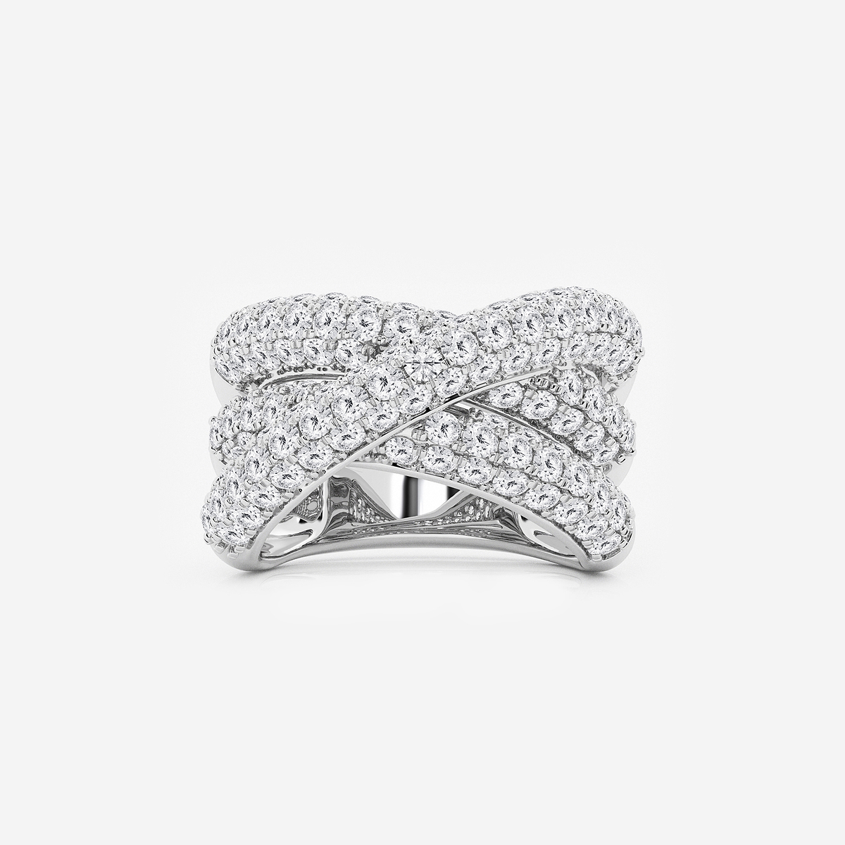 3 1/2 ctw Round Lab Grown Diamond Pave Crossover Band