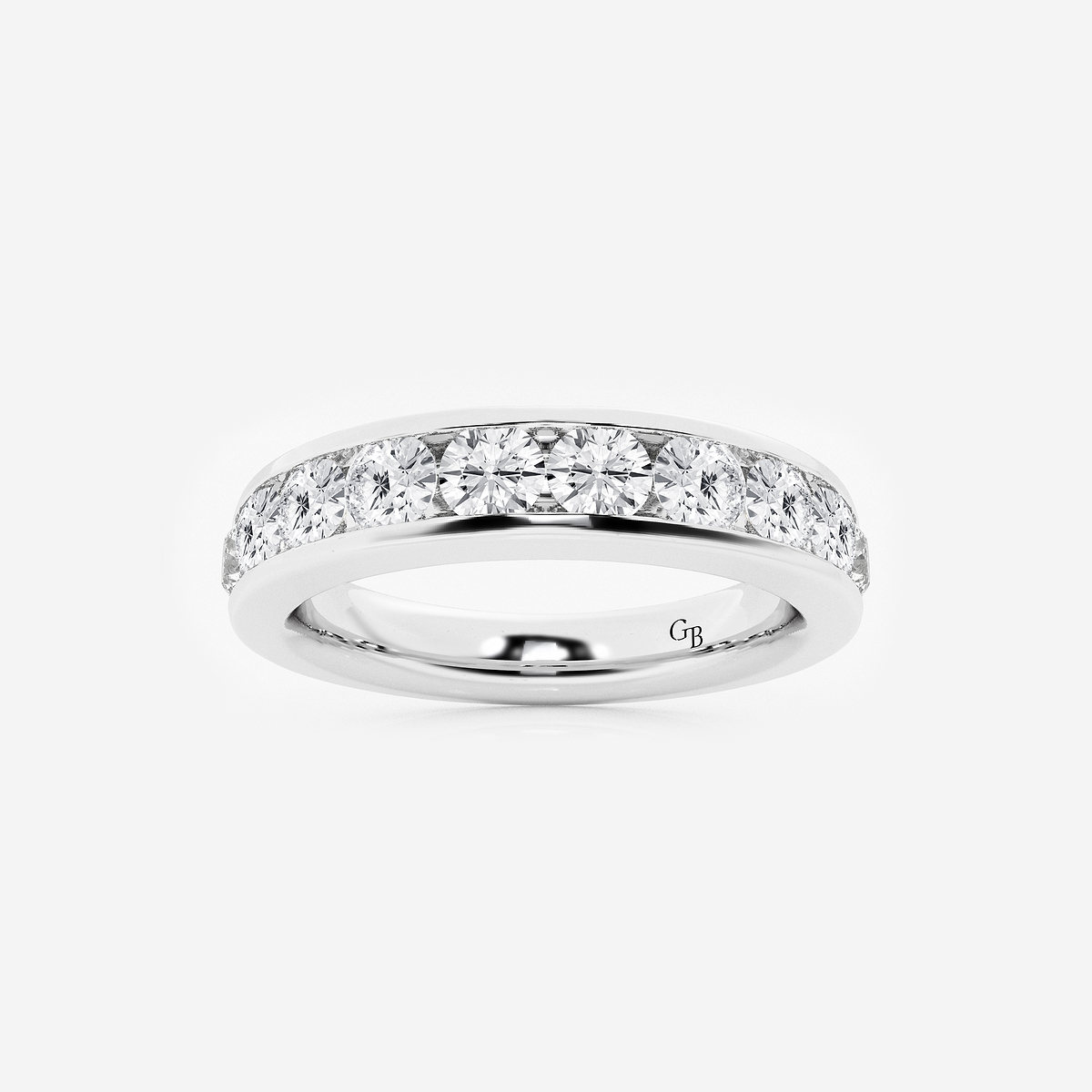 1 ctw Round Lab Grown Diamond Wedding Band 14K White Gold, F, VS2