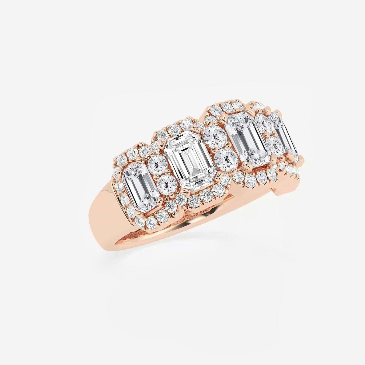 Additional Image 1 for  3 ctw Emerald and Round Lab Grown Diamond Fashion Band