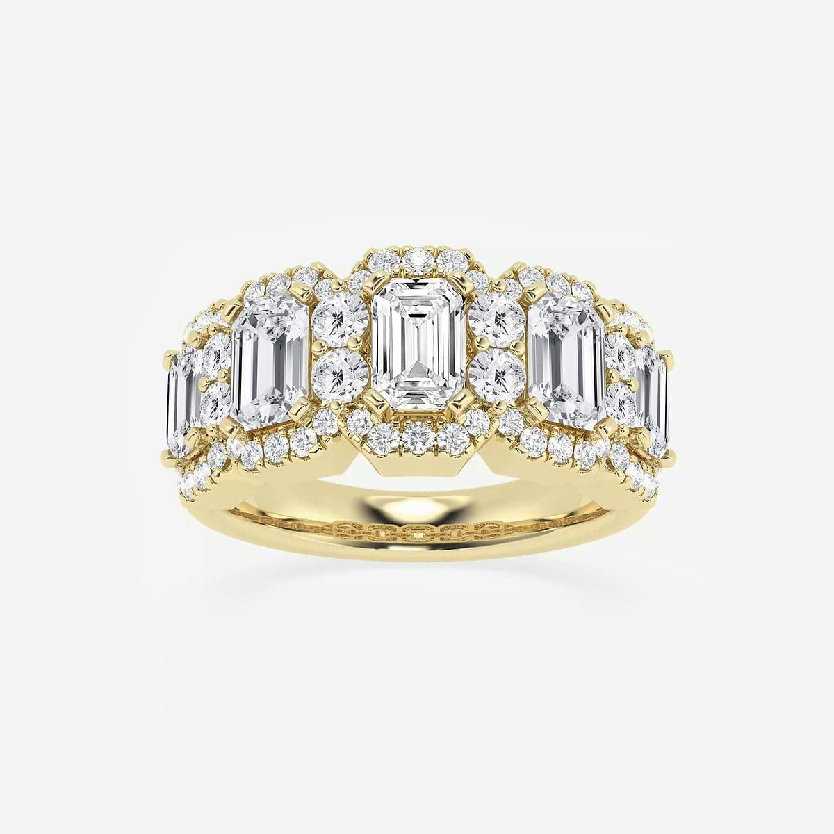 3 ctw Emerald and Round Lab Grown Diamond Fashion Band