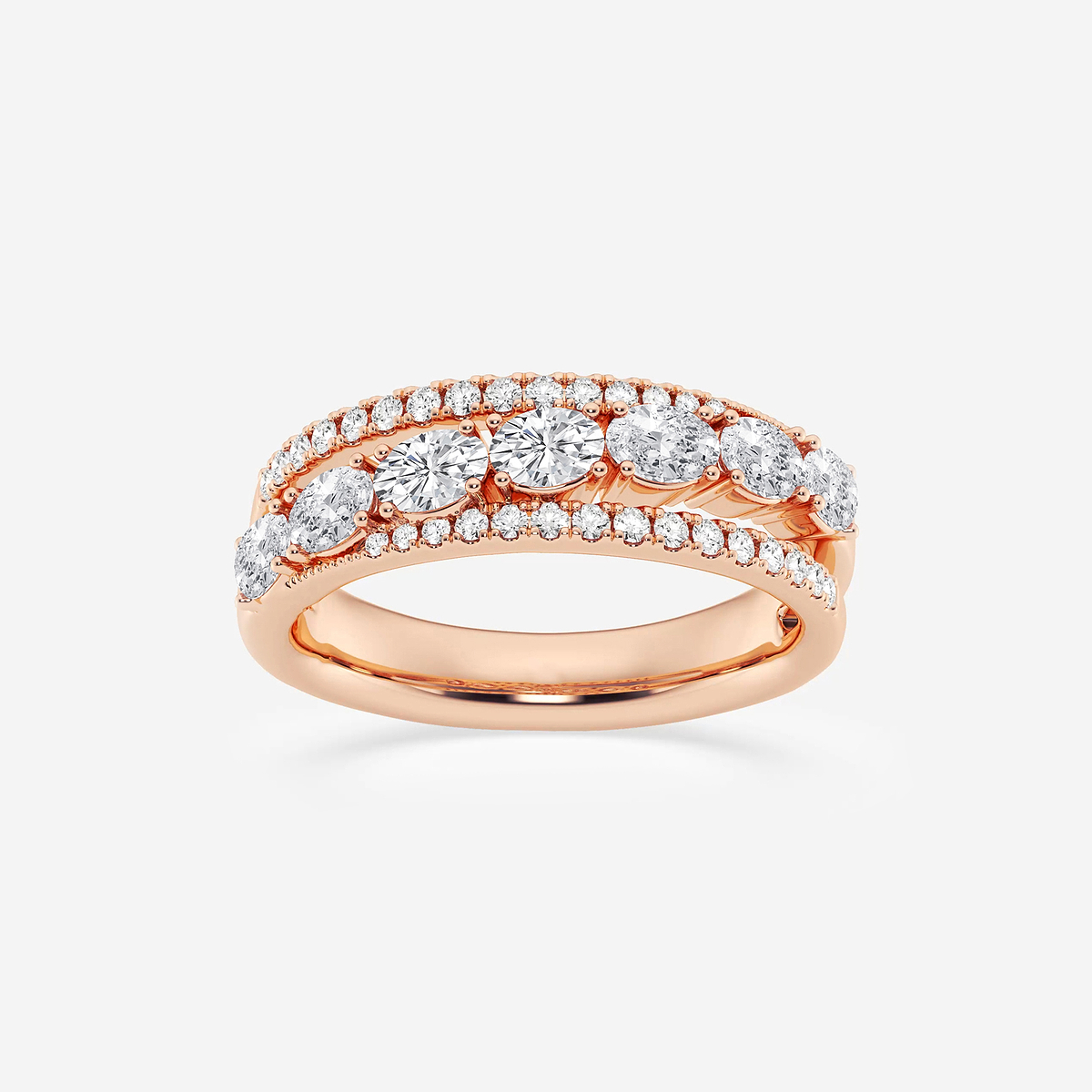 1 1/4 ctw Oval and Round Lab Grown Diamond Crossover Band