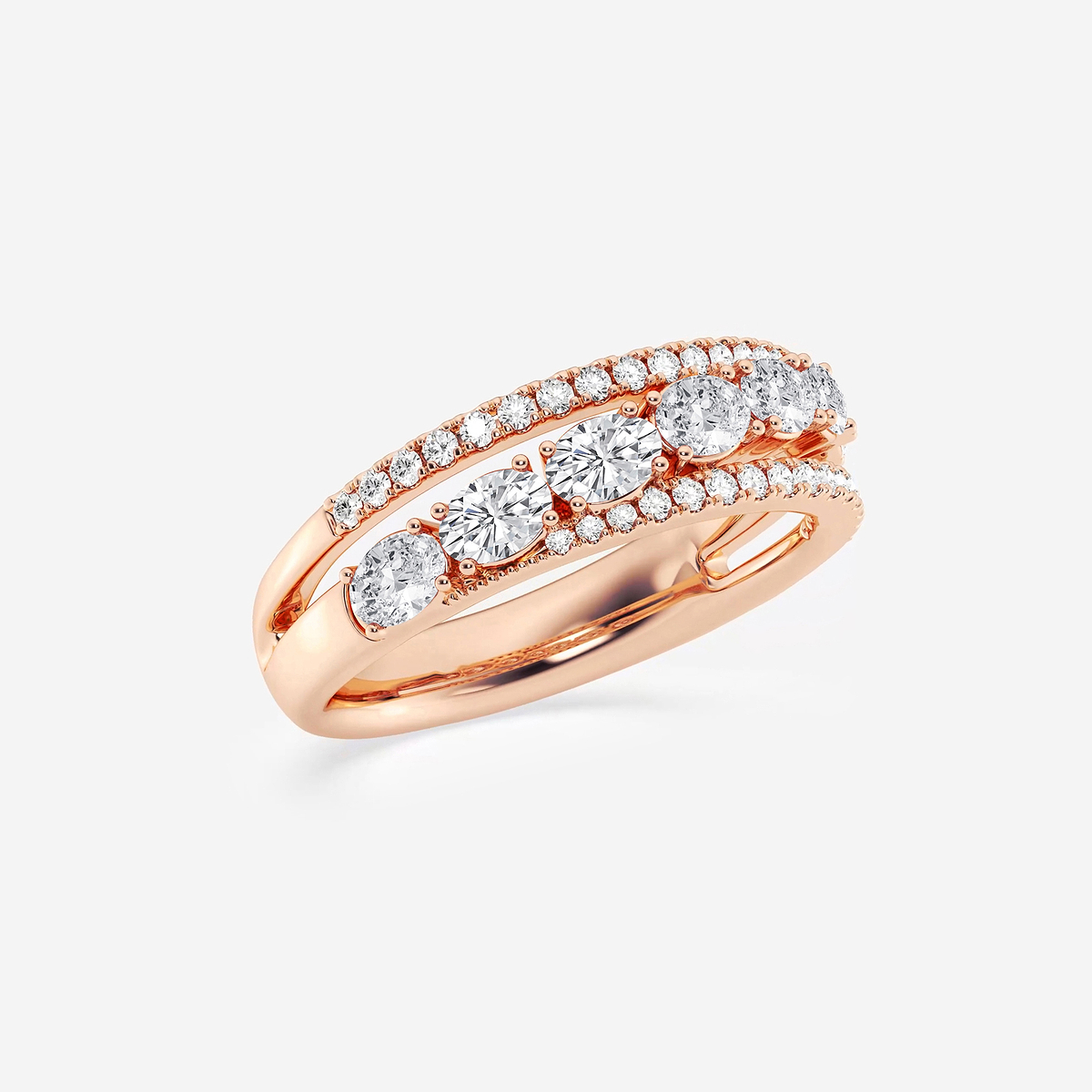 Additional Image 1 for  1 1/4 ctw Oval and Round Lab Grown Diamond Crossover Band