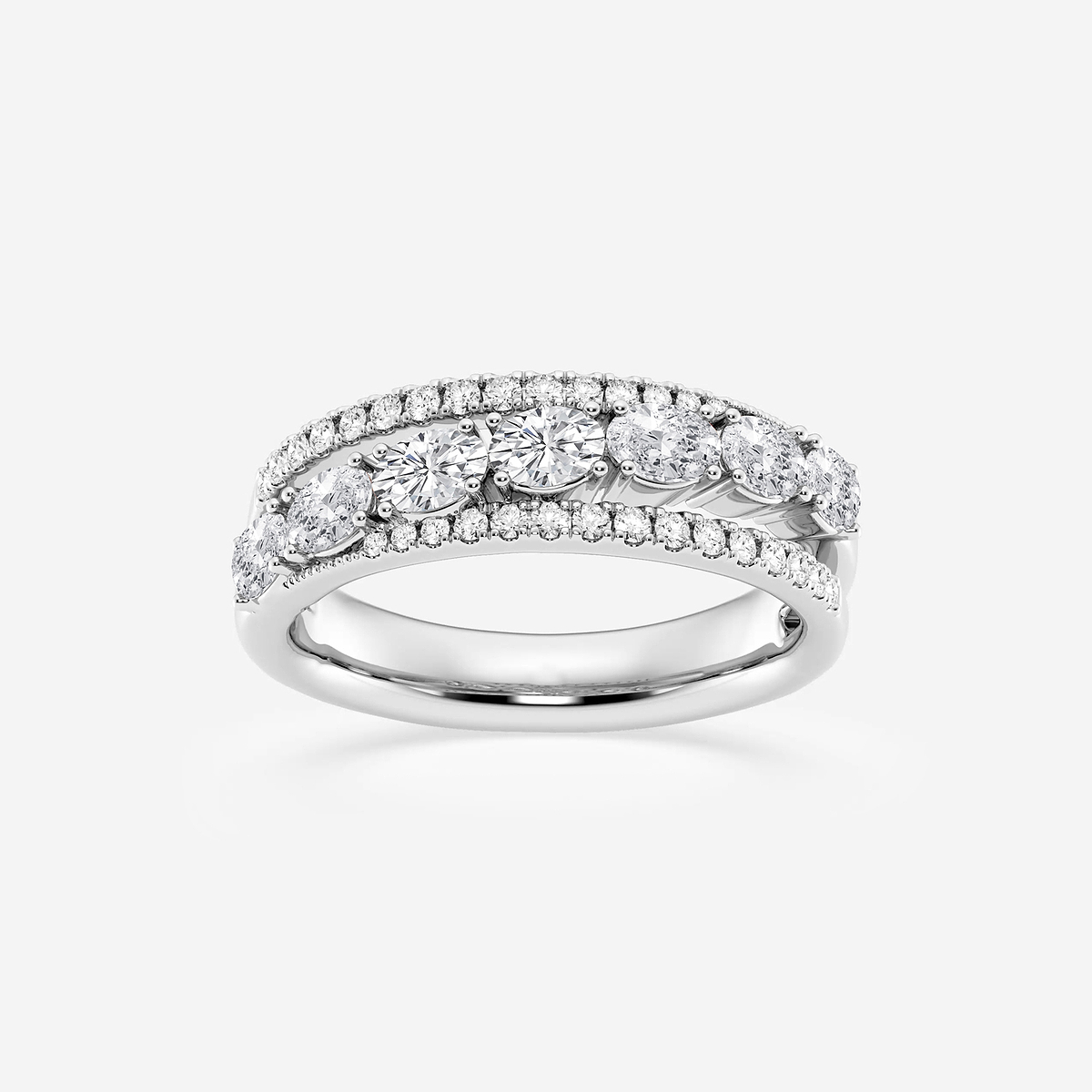 1 1/4 ctw Oval and Round Lab Grown Diamond Crossover Band