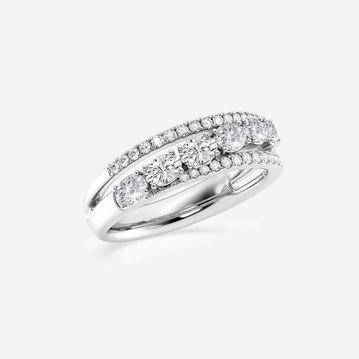 Additional Image 1 for  1 1/4 ctw Oval and Round Lab Grown Diamond Crossover Band