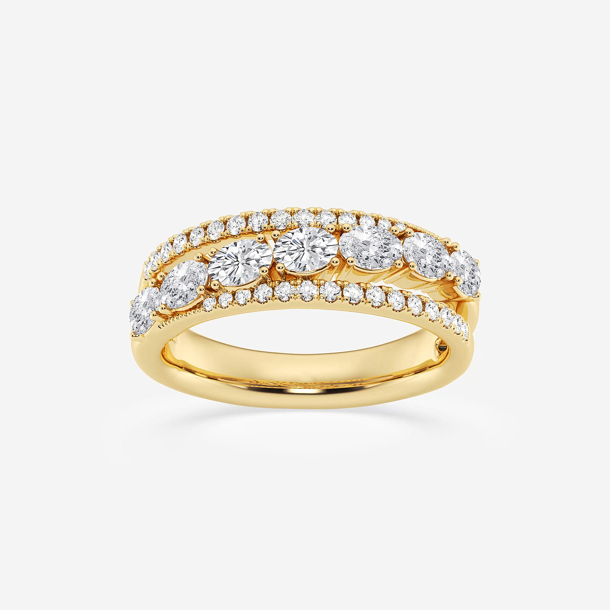 1 1/4 ctw Oval and Round Lab Grown Diamond Crossover Band