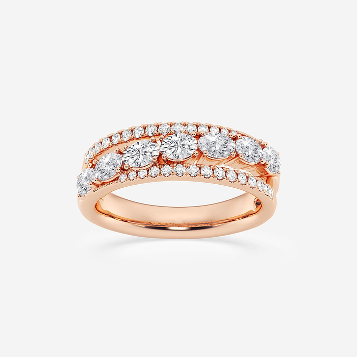 Acapella Band - 1 1/4 ctw Oval and Round Lab Grown Diamond Crossover Band