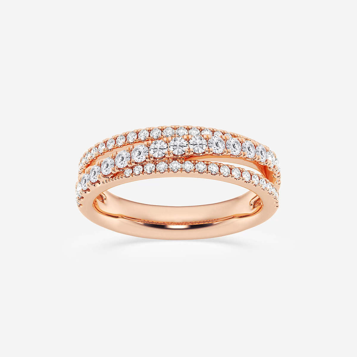 2/3 ctw Round Lab Grown Diamond Crossover Band