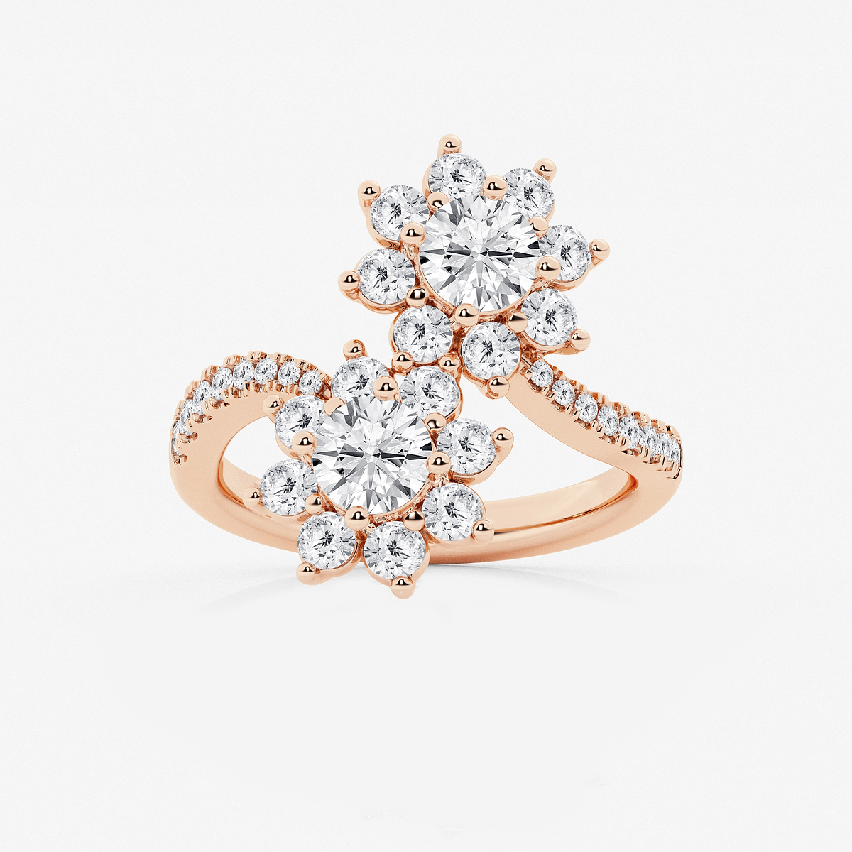 2 1/4 ctw Round Lab Grown Diamond Sunflower Bypass Ring
