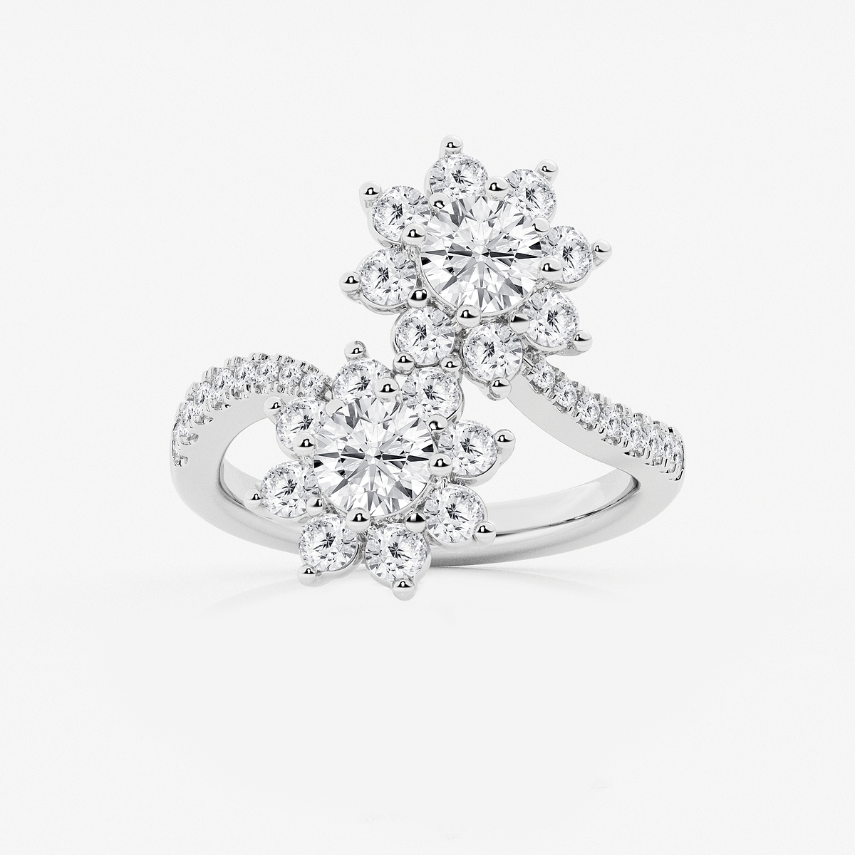 2 1/4 ctw Round Lab Grown Diamond Sunflower Bypass Ring