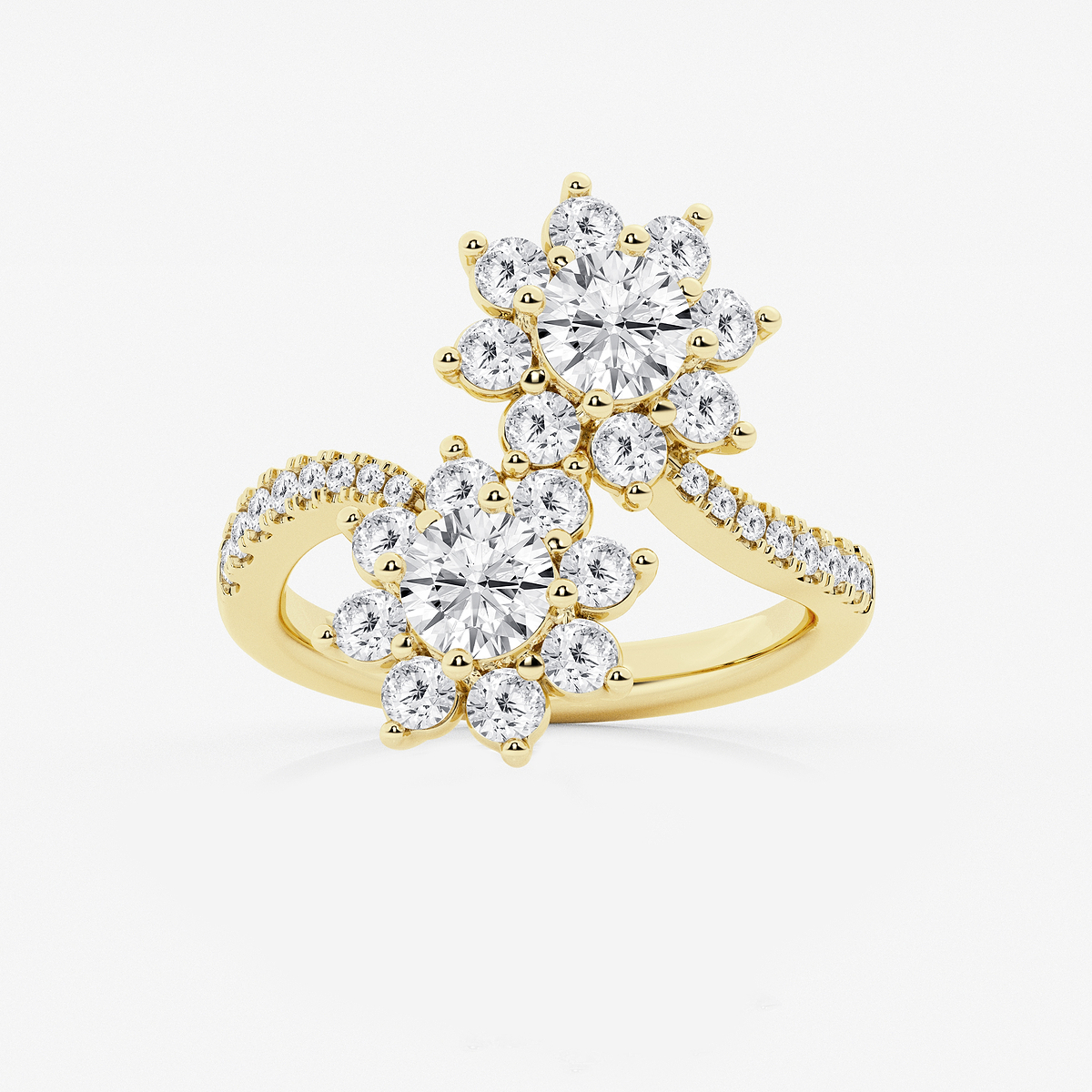2 1/4 ctw Round Lab Grown Diamond Sunflower Bypass Ring