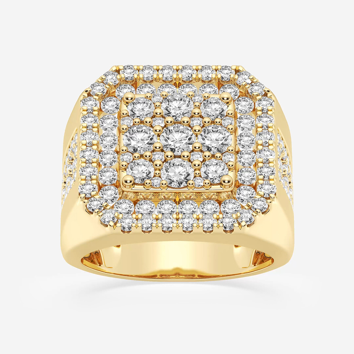 3 ctw Round Lab Grown Diamond Mens Framed Wedding Band 14K Yellow Gold, F, VS2