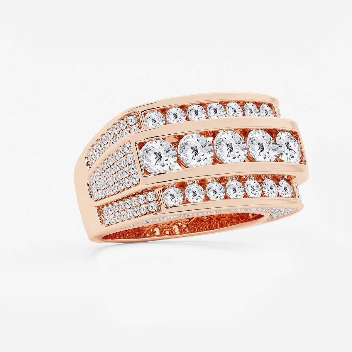Additional Image 1 for  4 1/3 ctw Round Lab Grown Diamond Men\'s Multi-Row Rectangular Wedding Band