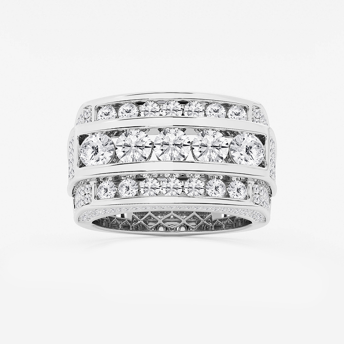 Multi-Row Rectangular Band - 4 1/3 ctw Round Lab Grown Diamond Men's Multi-Row Rectangular Wedding Band