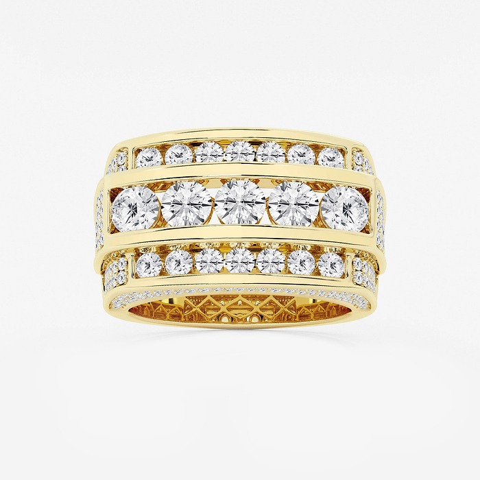 Multi-Row Rectangular Band - 4 1/3 ctw Round Lab Grown Diamond Men's Multi-Row Rectangular Wedding Band