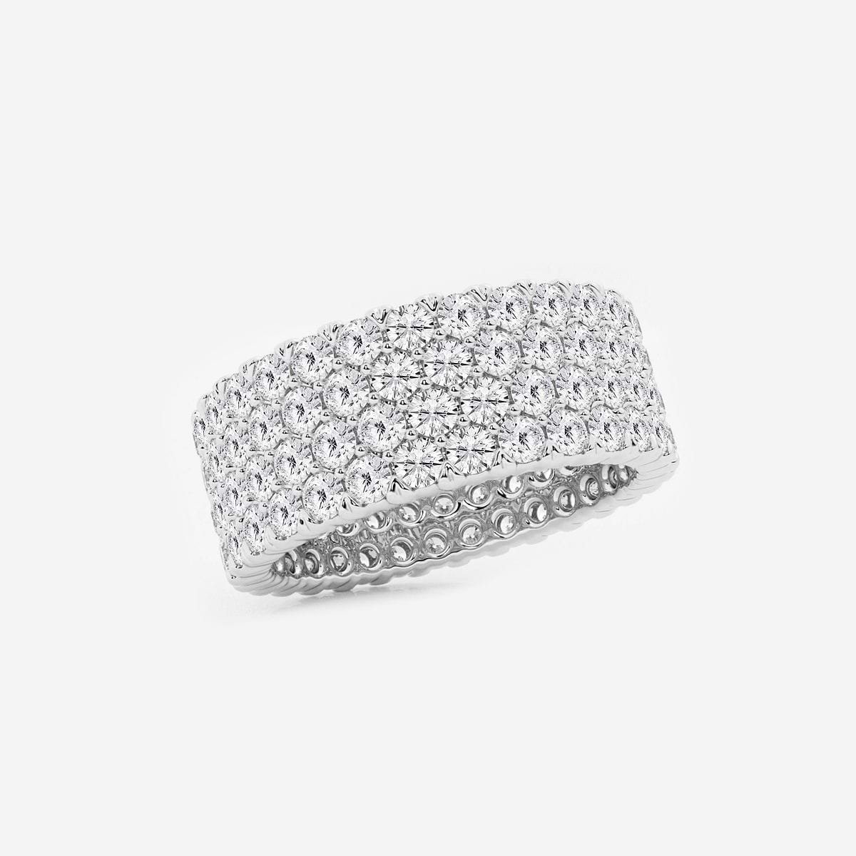 4 ctw Round Lab Grown Diamond Multi-Row Eternity Band - 7.8mm Width 14K White Gold, FG, VS2+