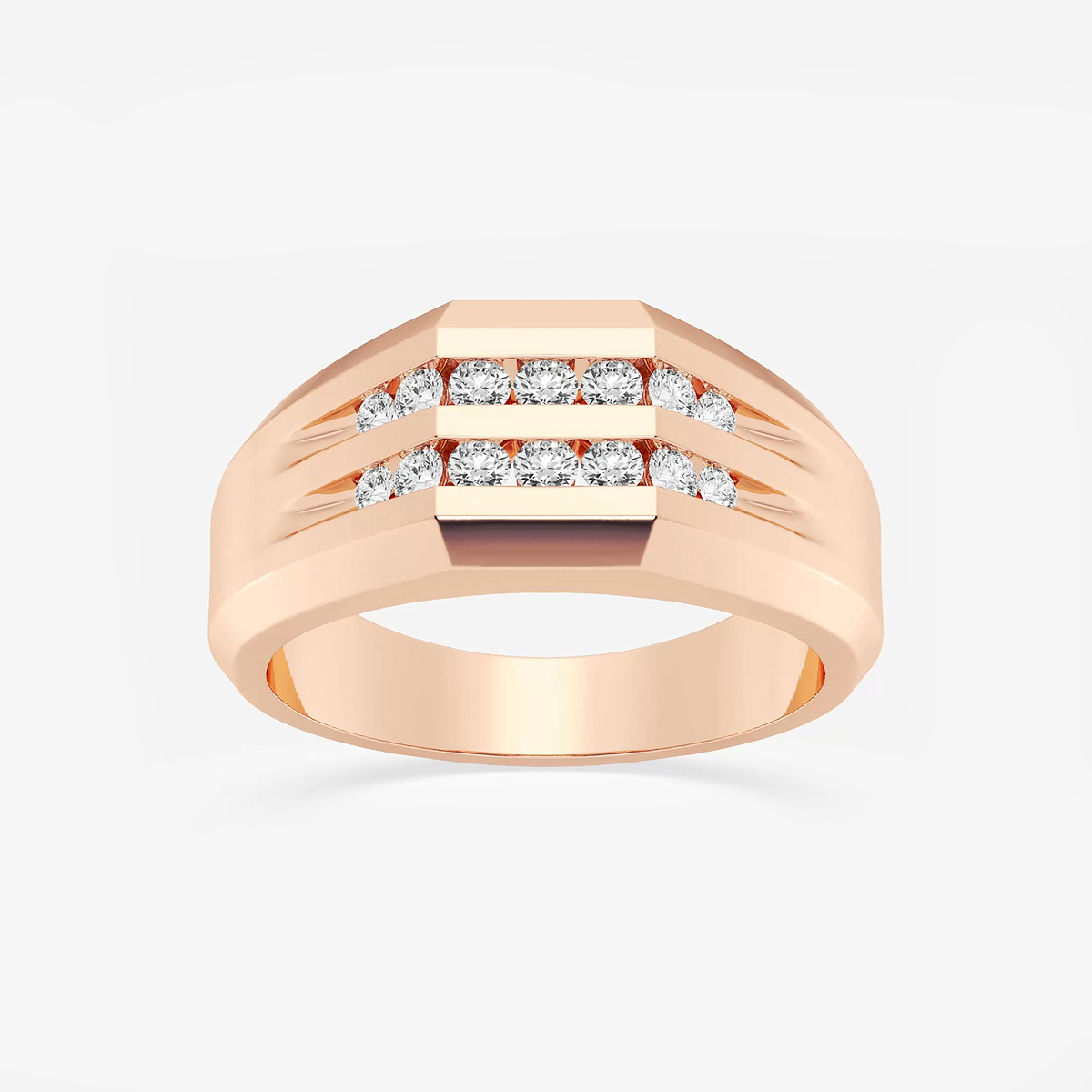 1/2 ctw Round Lab Grown Diamond Men\'s Double Row Channel Set Wedding Band
