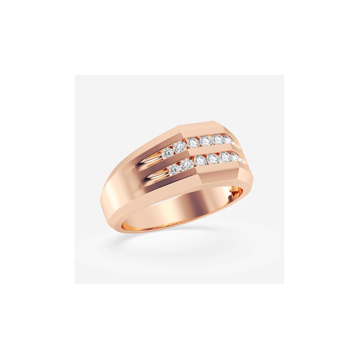 Additional Image 1 for  1/2 ctw Round Lab Grown Diamond Men\'s Double Row Channel Set Wedding Band