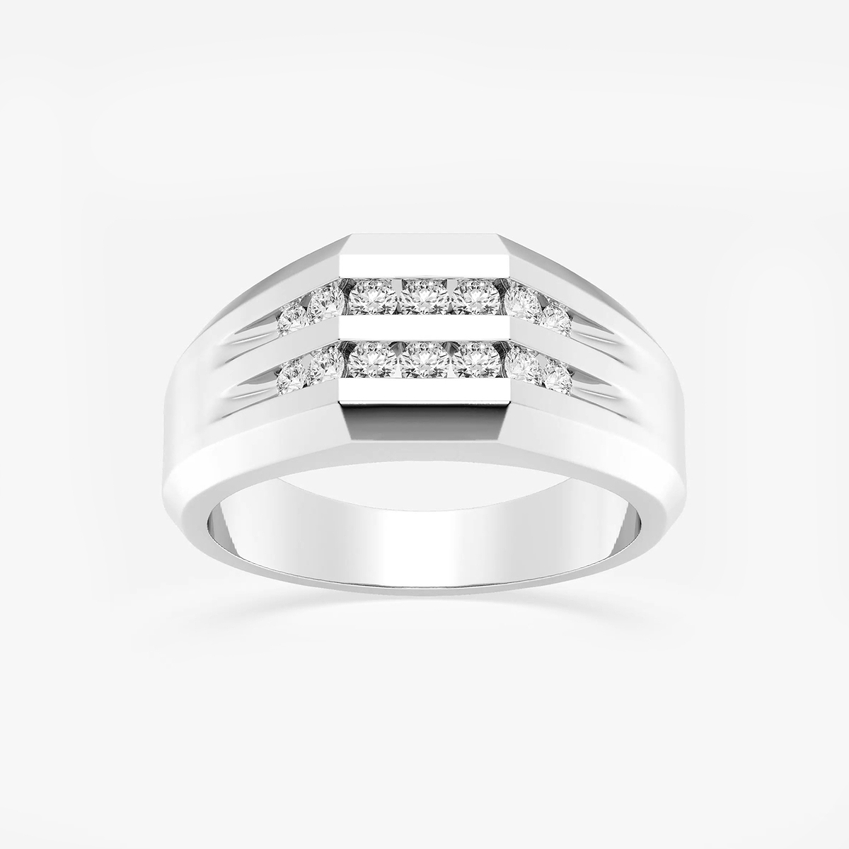 1/2 ctw Round Lab Grown Diamond Men\'s Double Row Channel Set Wedding Band