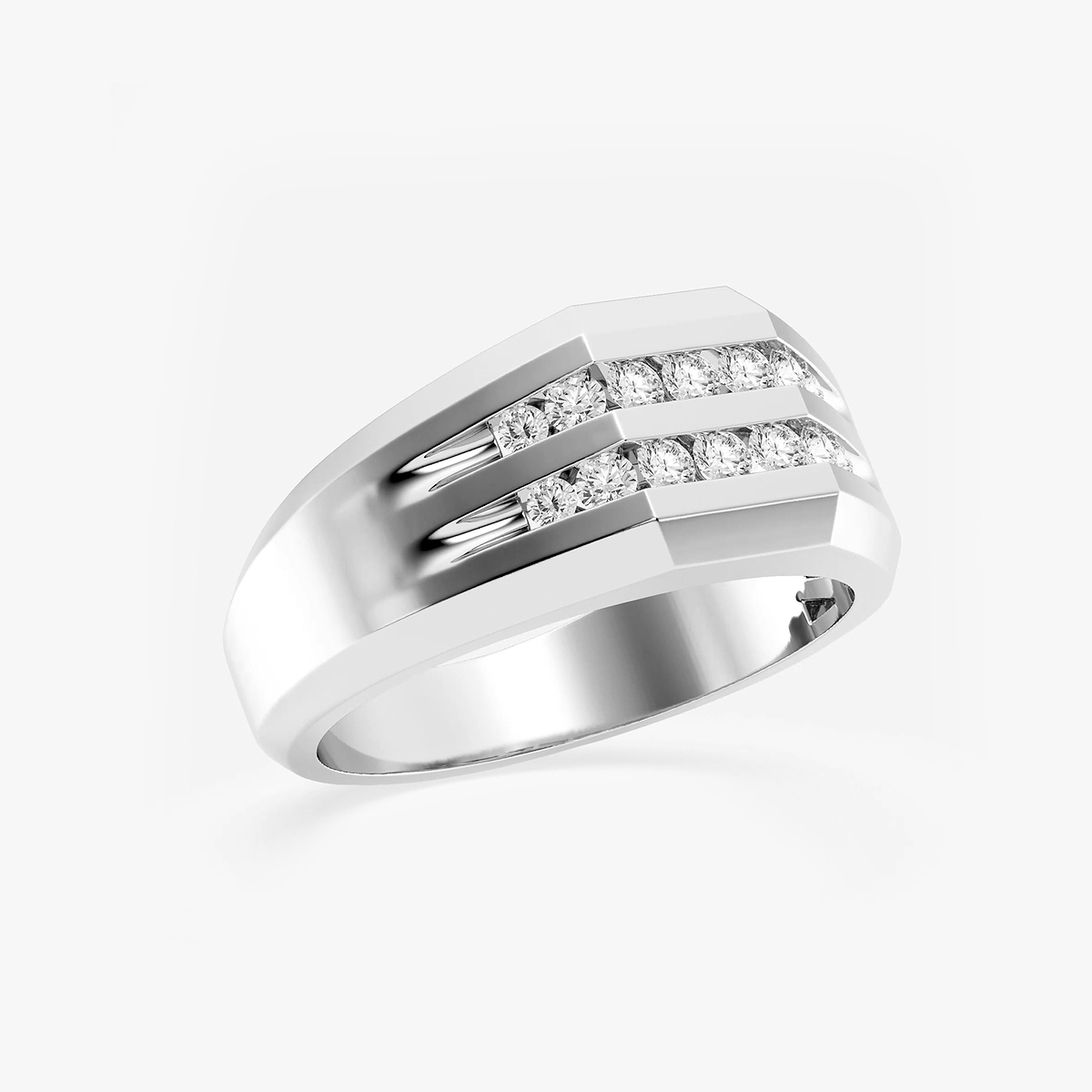Additional Image 1 for  1/2 ctw Round Lab Grown Diamond Men\'s Double Row Channel Set Wedding Band